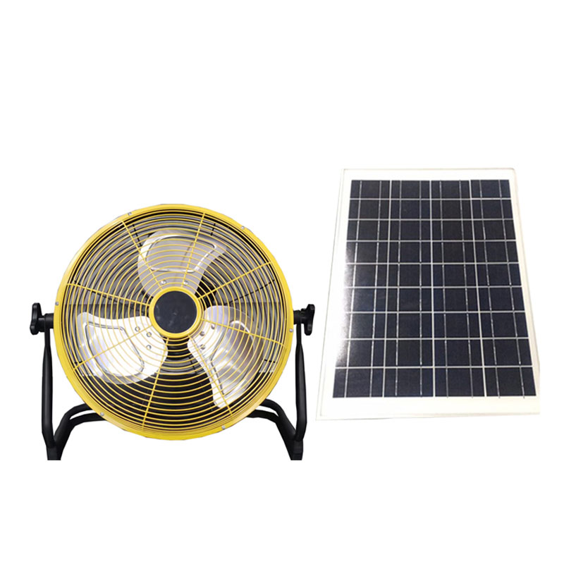 12V ACDC BLDC motor solar floor stand fan with lithium battery and 10w 20w solar panel