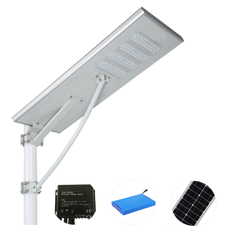 All in one solar integrated street light with high quality  LiFe P04 lithium battery