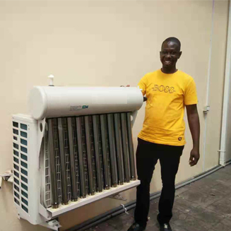 hybrid solar thermal air conditioner saving 30-50% installed in Ghana