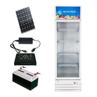 12/24V DC off grid Solar Show Case refrigerartor with glass door