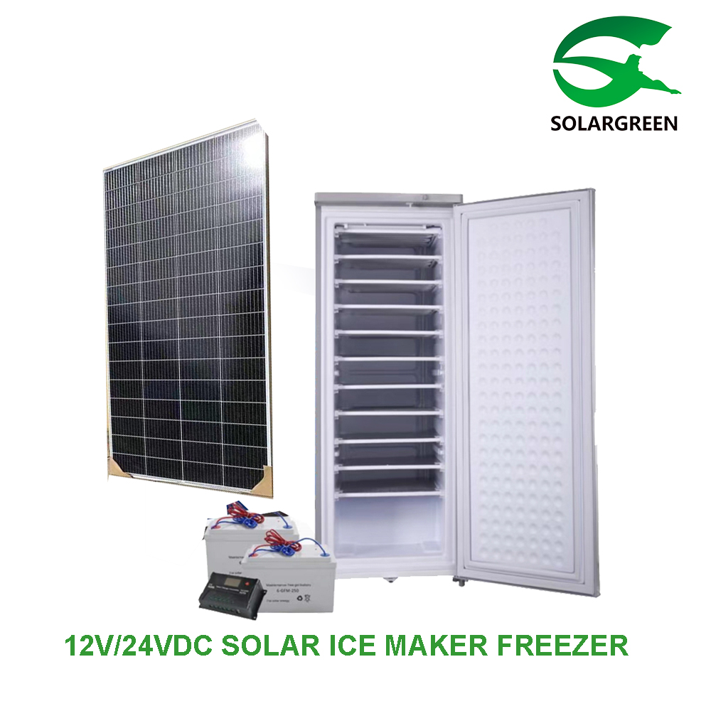 198 Liters 7-10-11 layers Upright Solar Powered Ice Maker Freezer